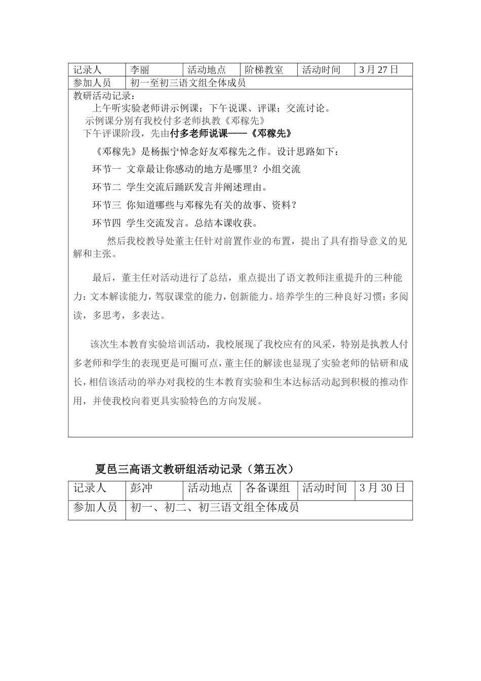 夏邑三高语文教研组活动记录_第2页