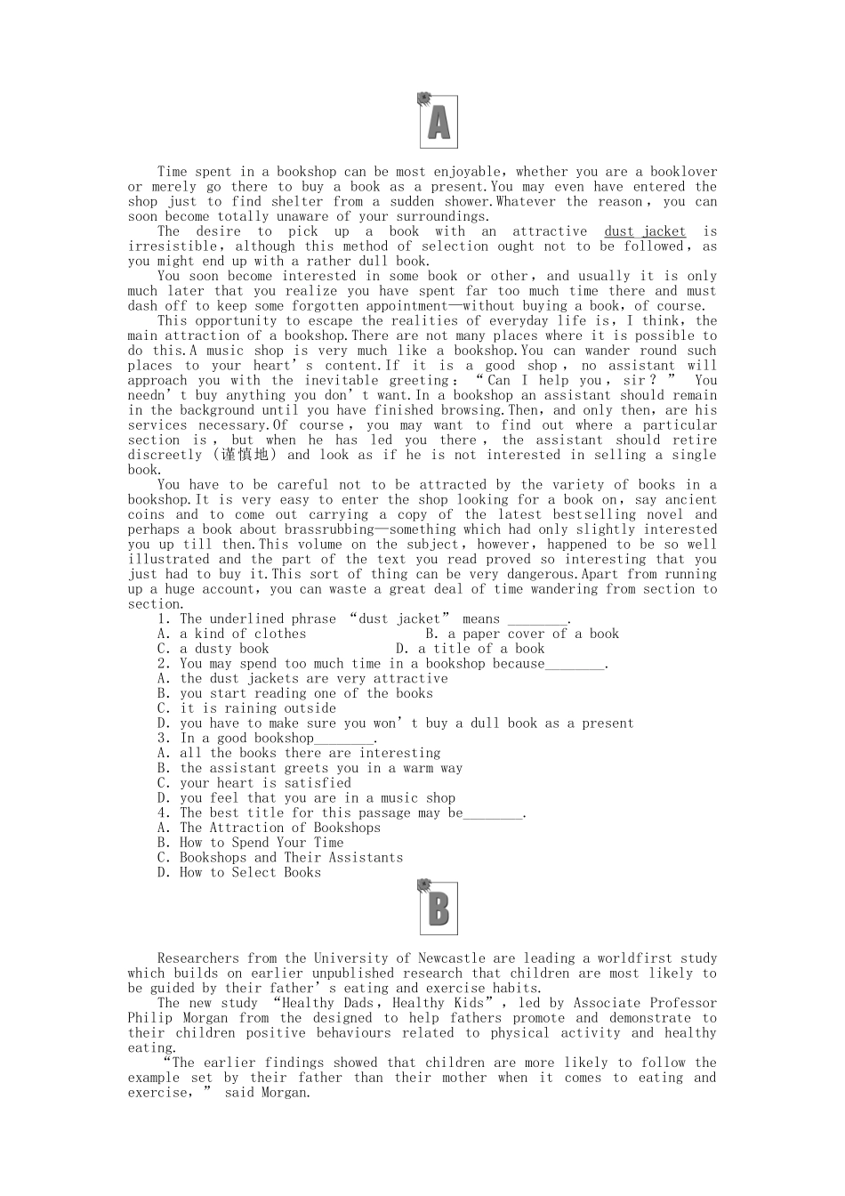 ［福建专版］《金版新学案》高三英语一轮课时作业 新人教版选修8-2_第2页