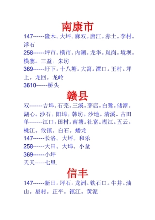 圩日表-赣州-吉安-井冈山-萍乡圩日-赶集。逢圩-最全江西赣州圩日表