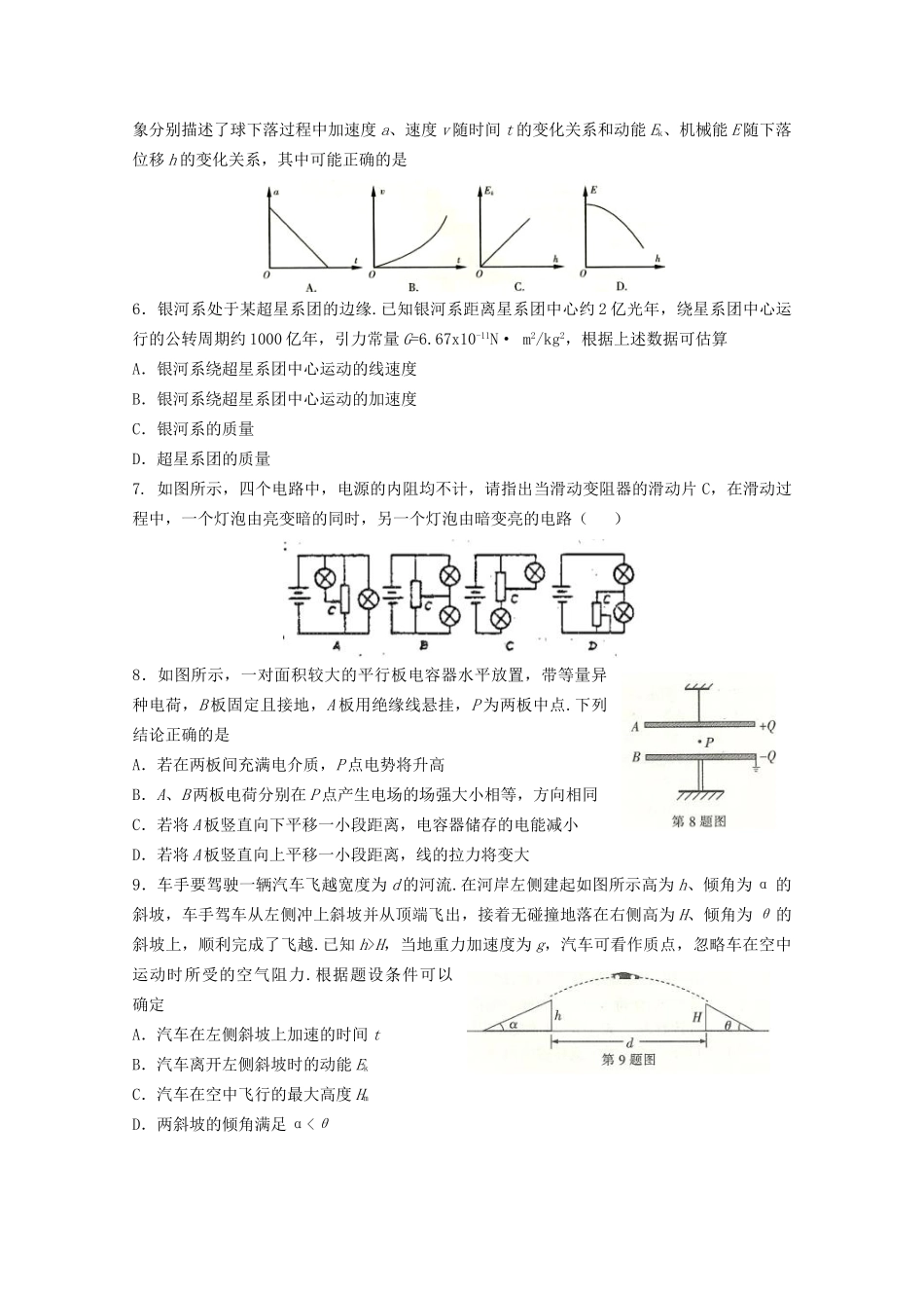临川区第一中学高三物理上学期第一次联考试题-人教版高三物理试题_第2页