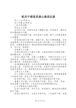 2024年机关干部党员谈心谈话记录