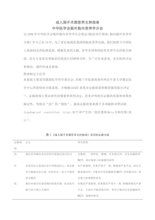 围术期患者营养支持指南