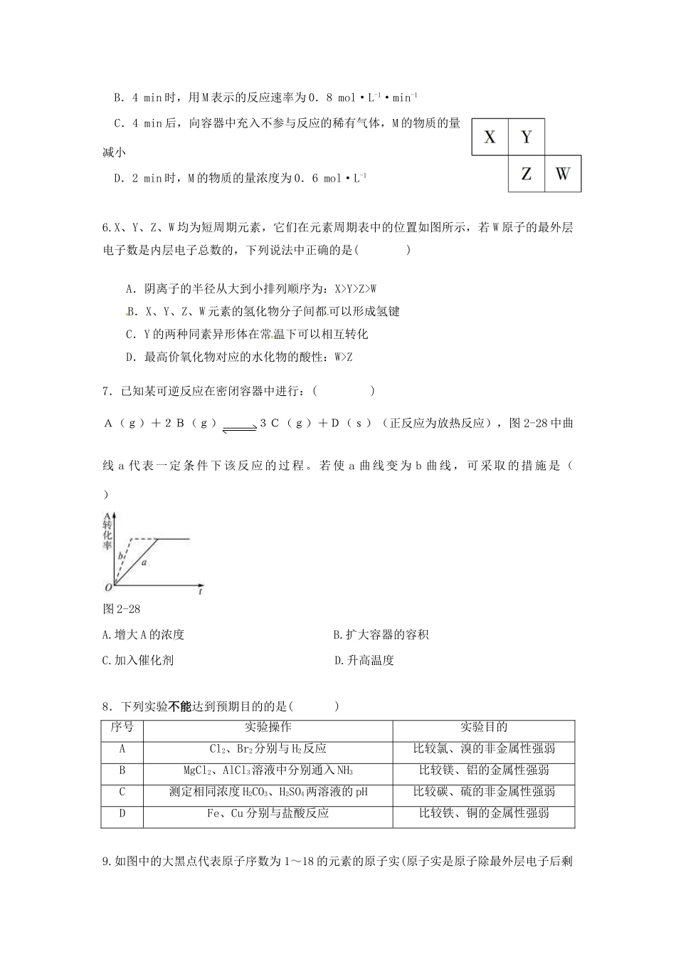 南溪中学高一化学期中联考试题-人教版高一化学试题_第2页