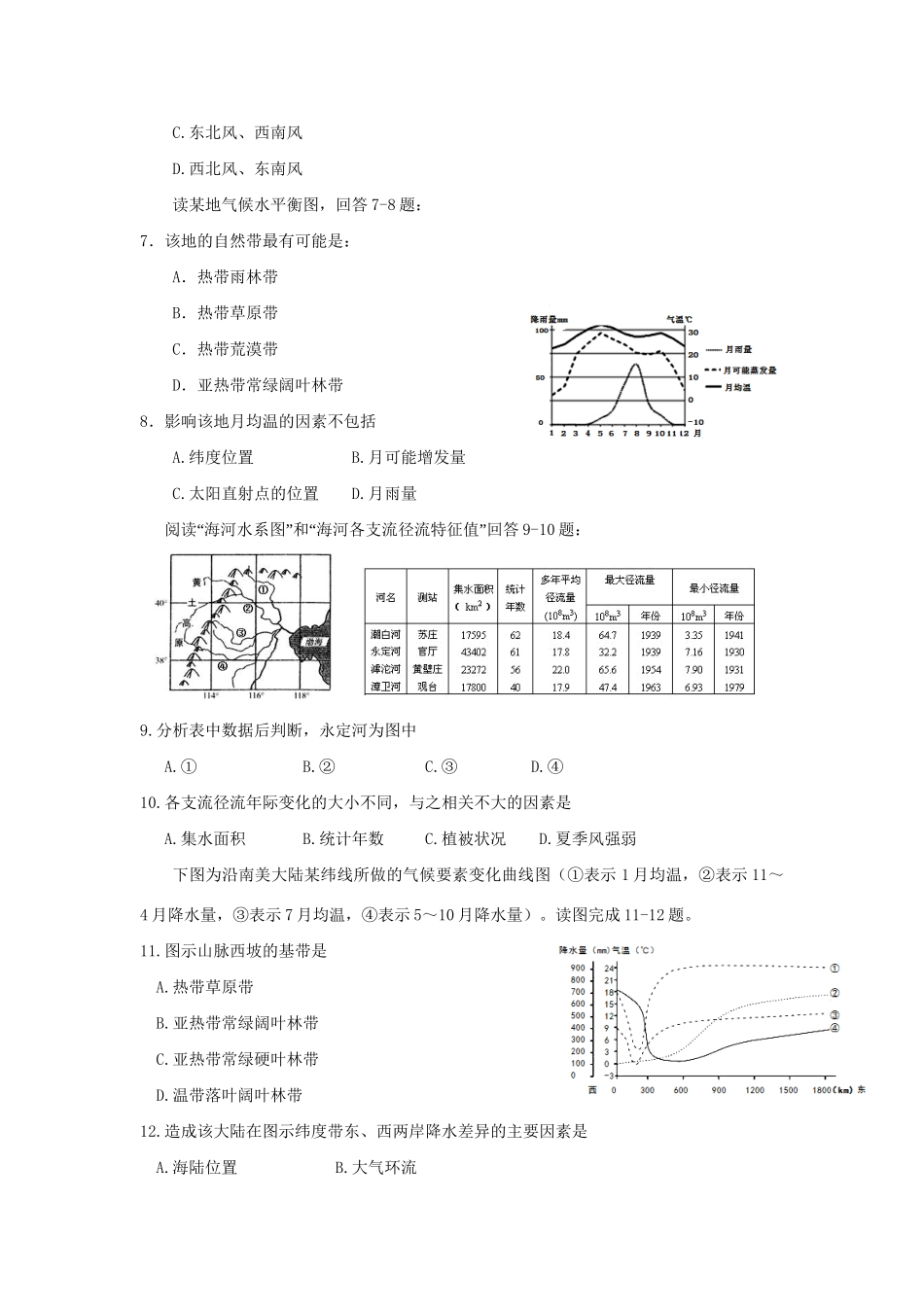 宁波效实中学等高三地理第一次五校联考试题-人教版高三地理试题_第2页