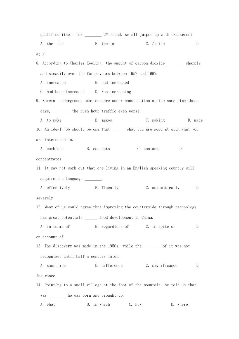 宁波效实中学等高三英语第一次五校联考试题-人教版高三英语试题_第2页