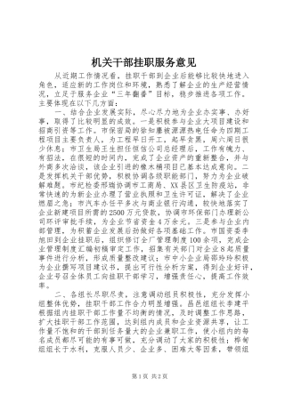 2024年机关干部挂职服务意见