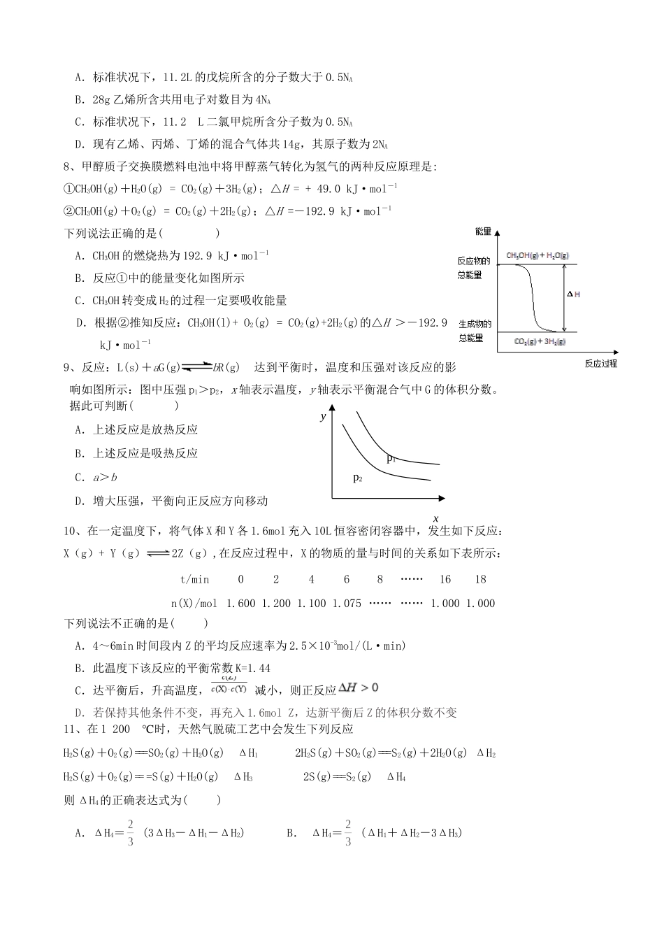 岳阳县第一中学高二化学上学期期中联考试题-人教版高二化学试题_第2页