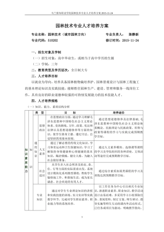 园林技术人才培养方案(定稿)