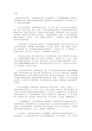 夏天优美段落句子---作文专用