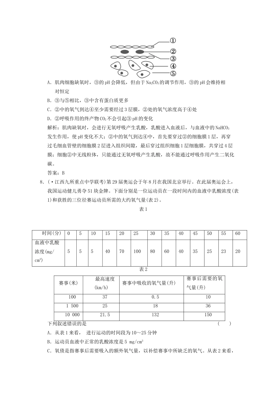 《创新设计》高考生物总复习 人体的内环境与稳态精品练习 必修3_第3页