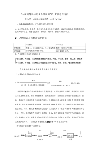 《人和高等动物的生命活动调节》重要考点透析1