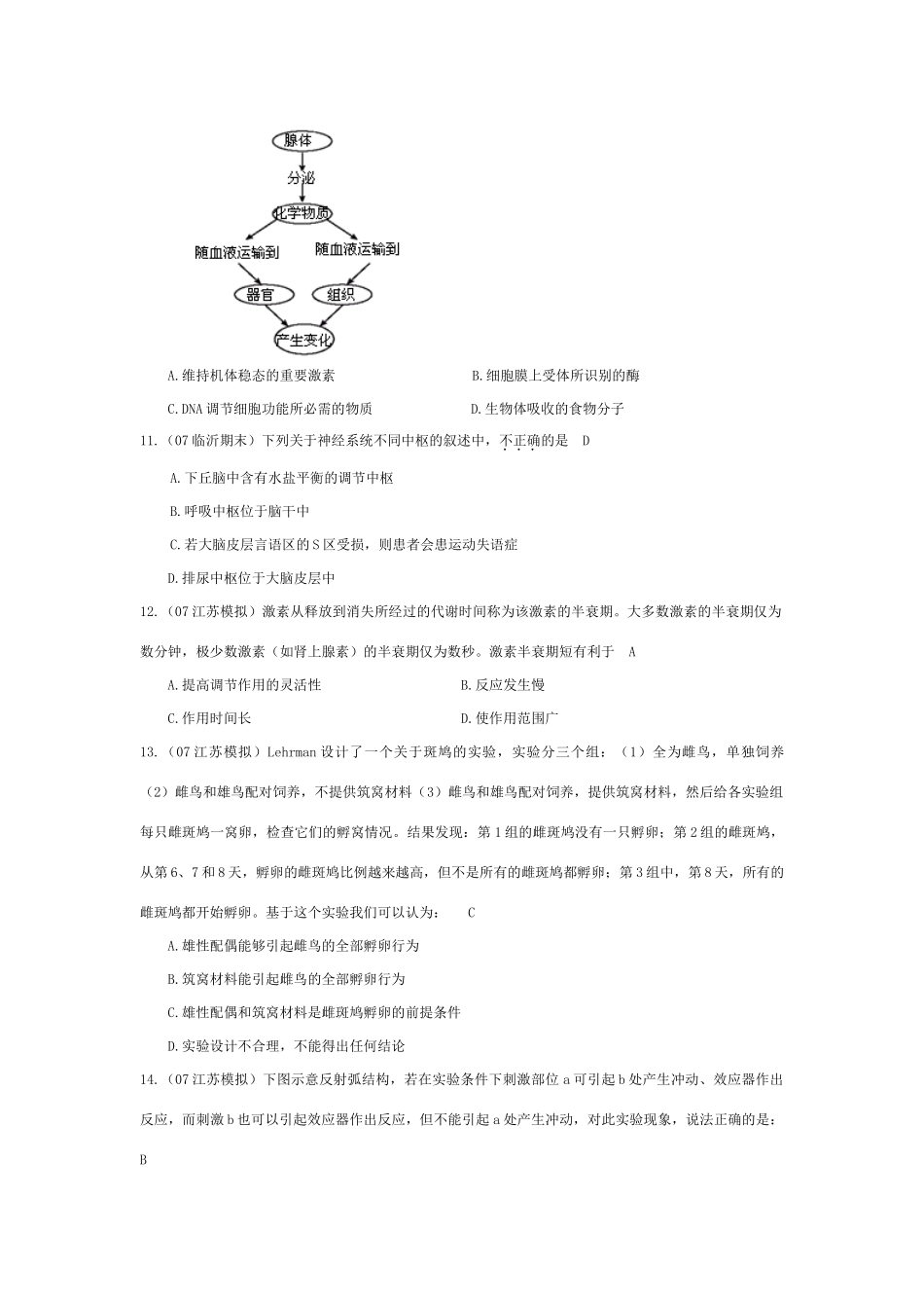 《人和高等动物生命活动的调节》07模拟_第3页