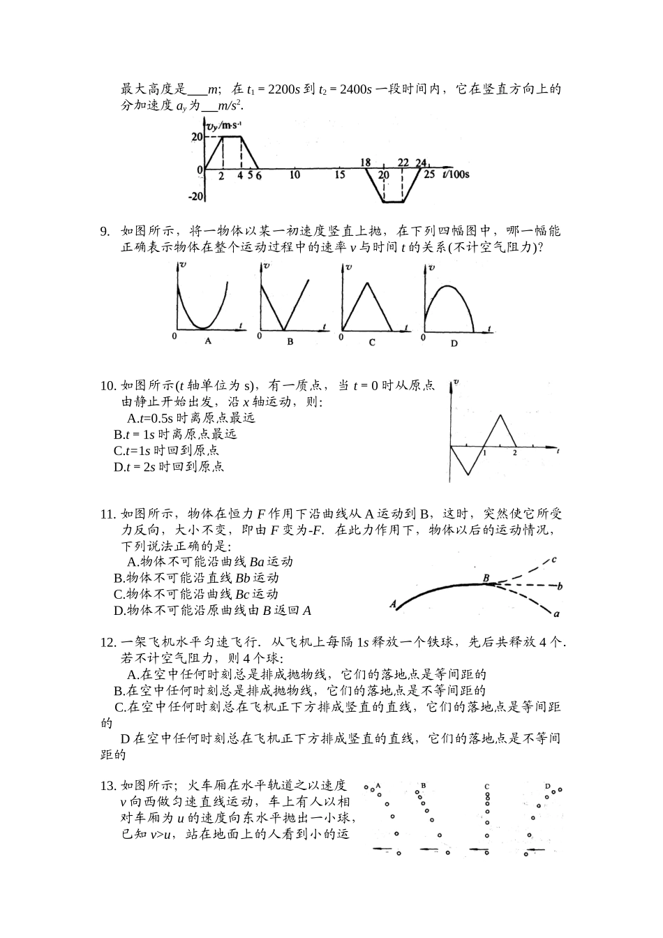 高考试题回眸质点的运动_第2页