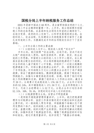 2024年国税分局上半年纳税服务工作总结
