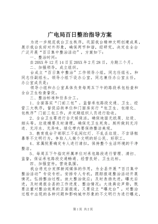 2024年广电局百日整治指导方案