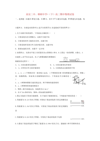 高安市第二中学高二物理下学期期中联考试题-人教版高二物理试题