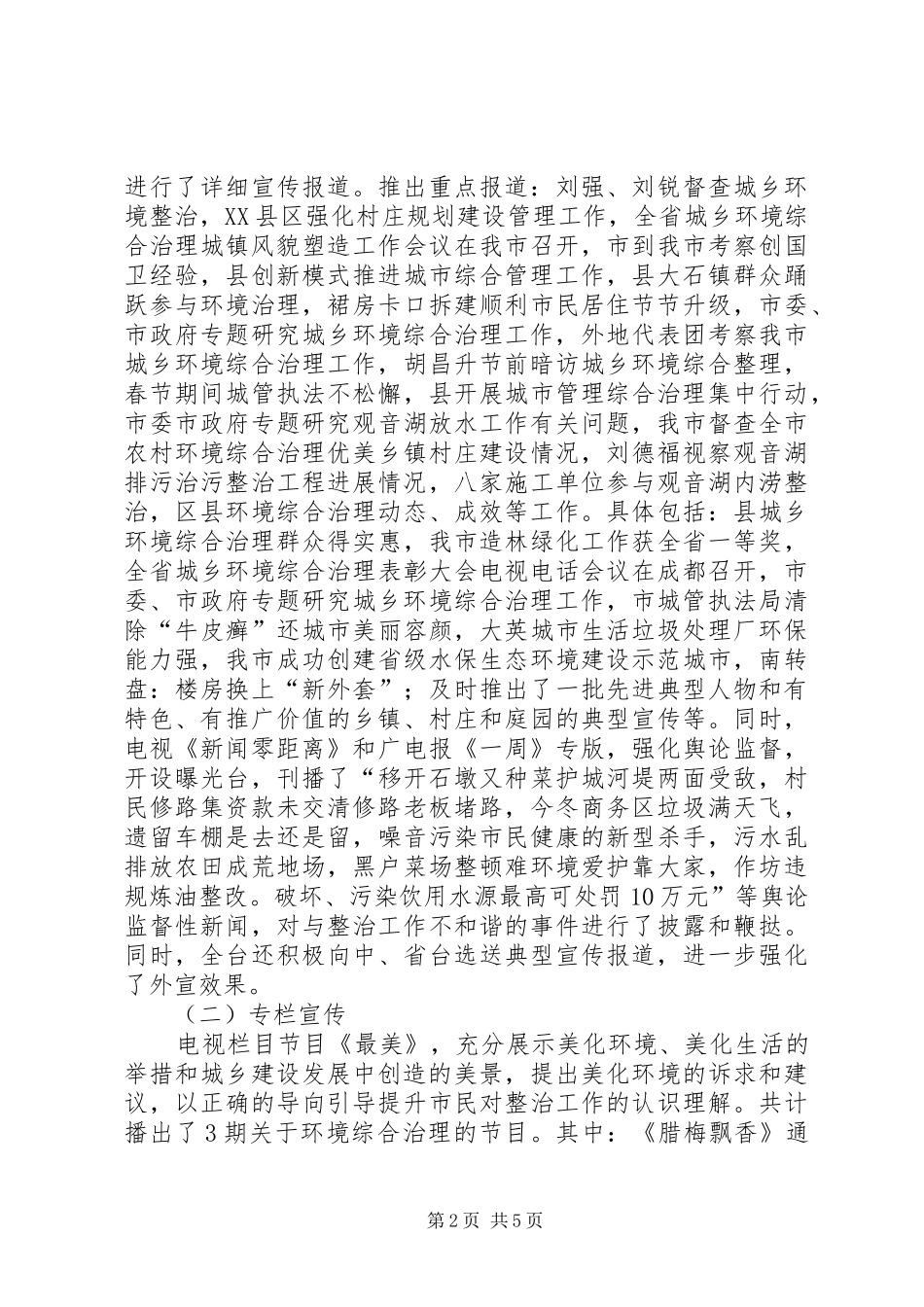 2024年广电局城乡环境综治工作汇报_第2页