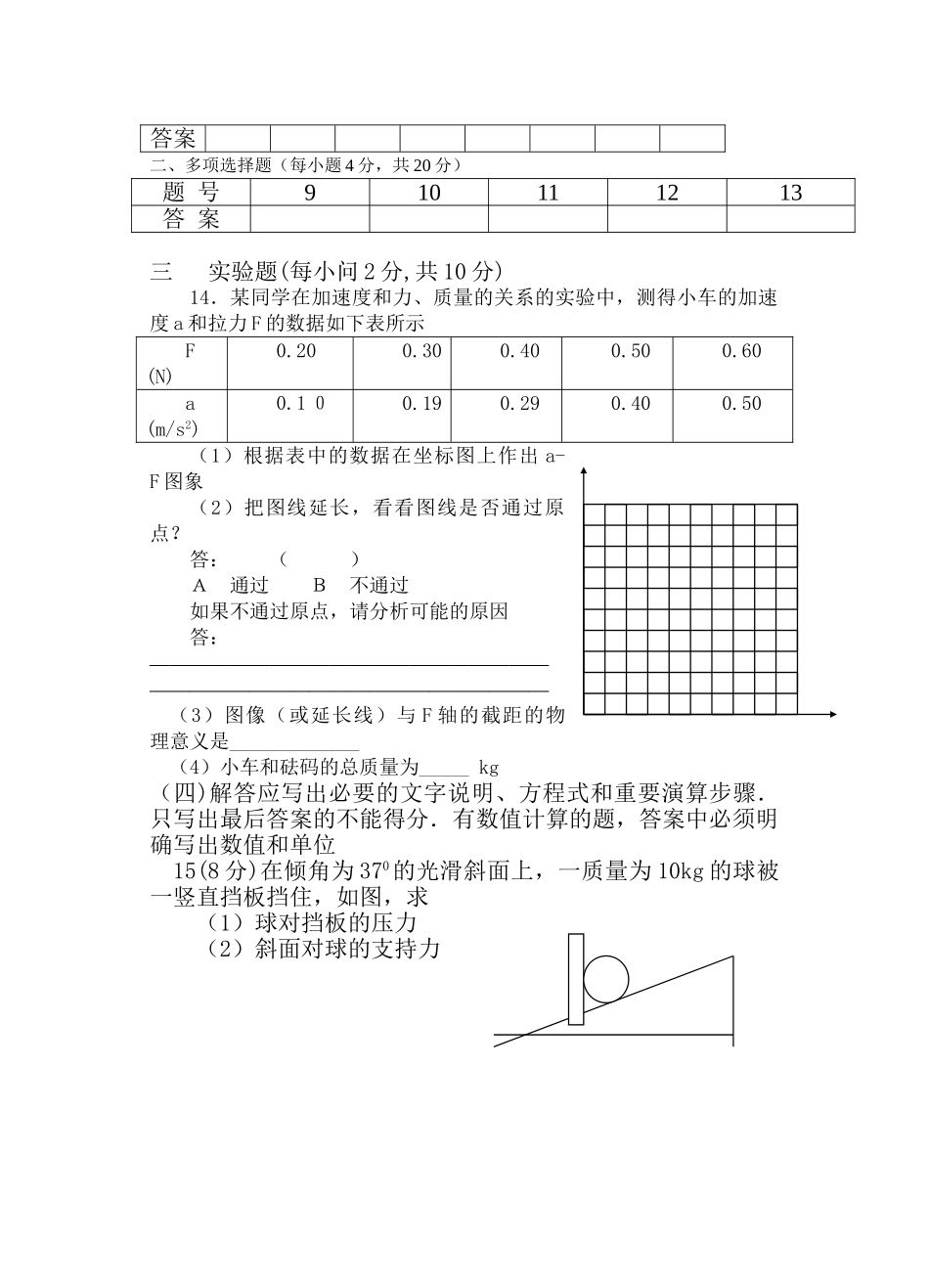 人教版必修一  学度上学期江苏省丹阳五中高一物理第二次适应性练习_第3页