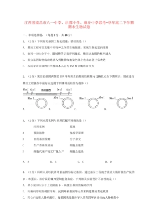 洪都中学麻丘中学高二生物期末下学期联考试卷（含解析）-人教版高二生物试题