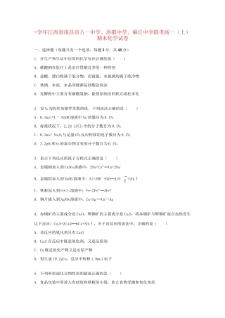 洪都中学麻丘中学联考高一化学上学期期末试卷（含解析）-人教版高一化学试题