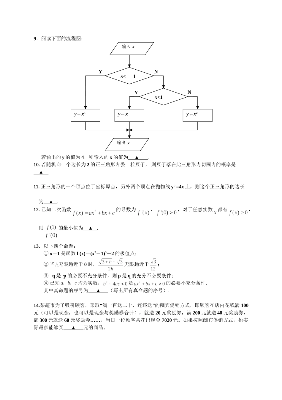 苏教版必修3 -王庄中学高二数学第一学期综合测试_第2页