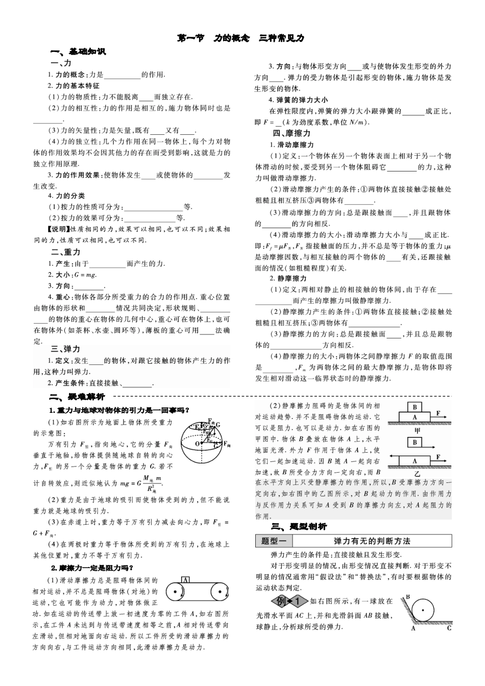 天府一线 高考物理第一轮复习第一章 力 物体的平衡 _第1页