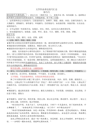 现代文阅读 文学作品表达技巧汇总