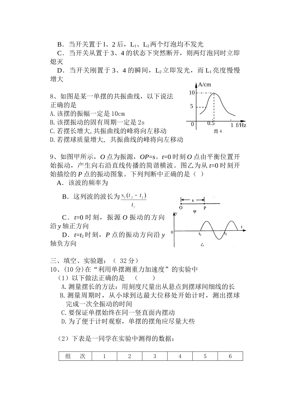新课标人教版选修1-1  江苏省上冈高级中学学第一学期期二考试高二物理（直）试题_第3页
