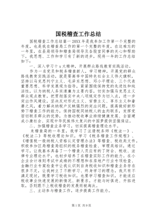 2024年国税稽查工作总结