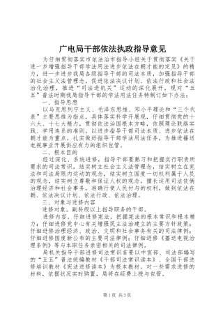 2024年广电局干部依法执政指导意见