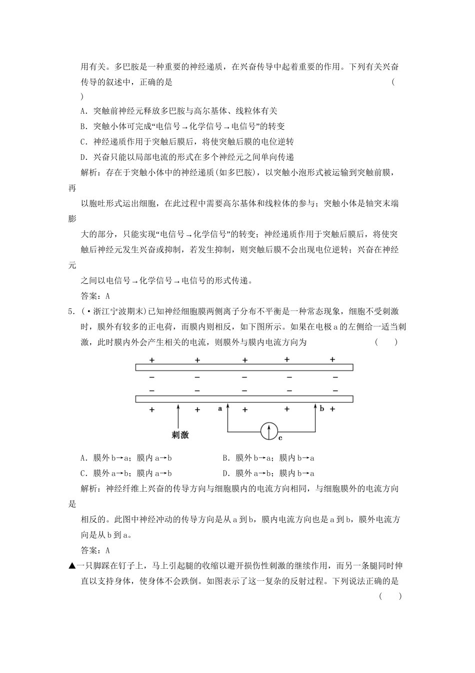 《创新设计》高考生物总复习 通过神经系统的调节精品练习 必修3_第2页