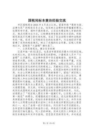 2024年国税局标本兼治经验交流