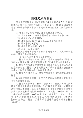 2024年国税局采购公告