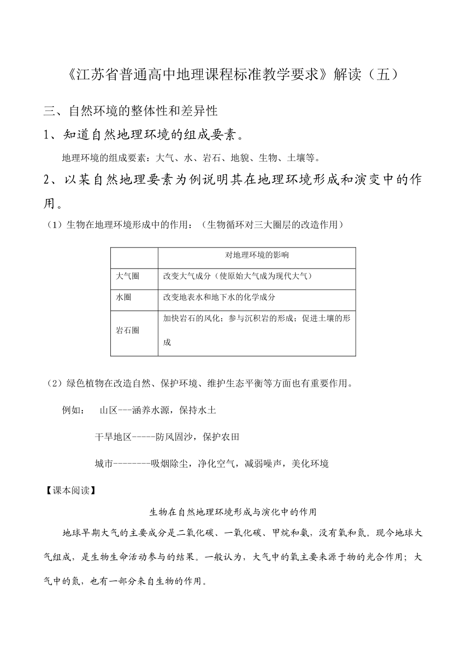 《江苏省普通高中地理课程标准教学要求》解读（五）_第1页