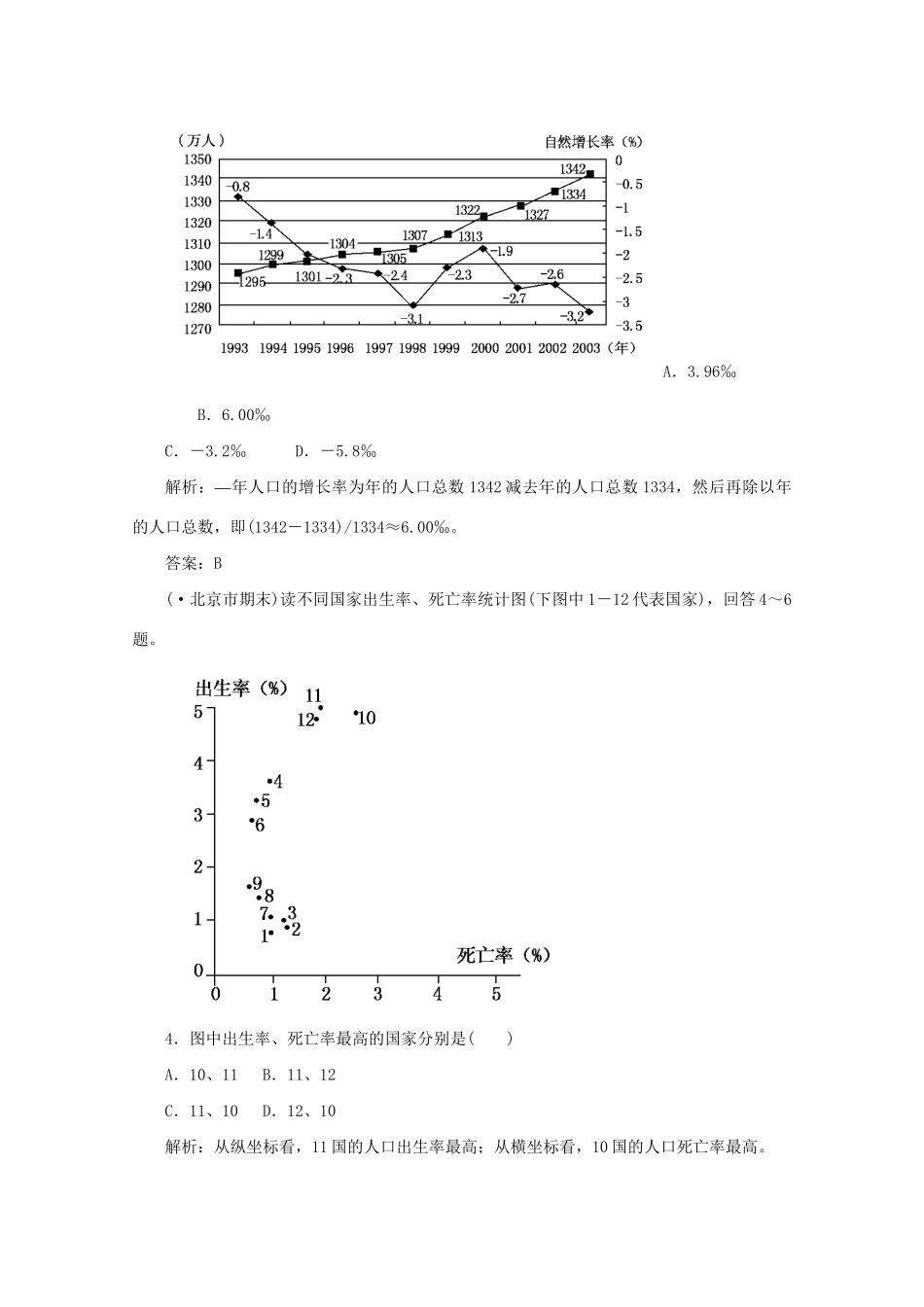 《名师一号》高三地理二轮 三轮总复习重点 第14讲人口数量与人口迁移突破课时演练_第2页