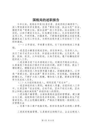 2024年国税局的述职报告