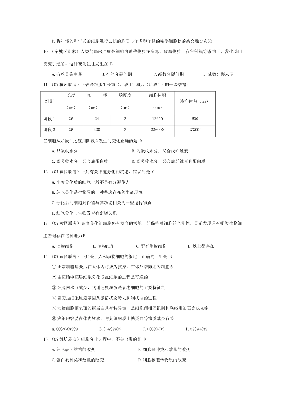 《细胞的分化、癌变和衰老》07模拟_第2页