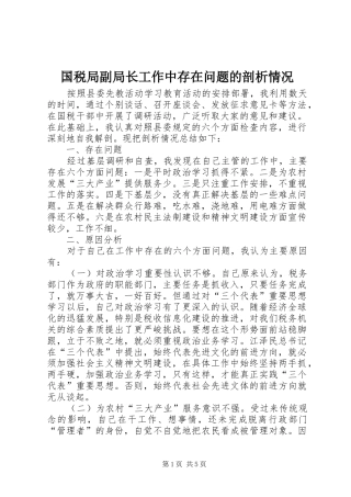 2024年国税局副局长工作中存在问题的剖析情况