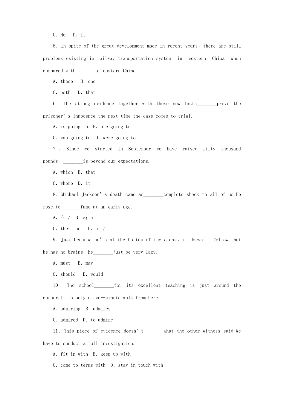 《金版新学案》高三英语一轮复习 Unit 18 New  Zealand练习 大纲人教版_第3页