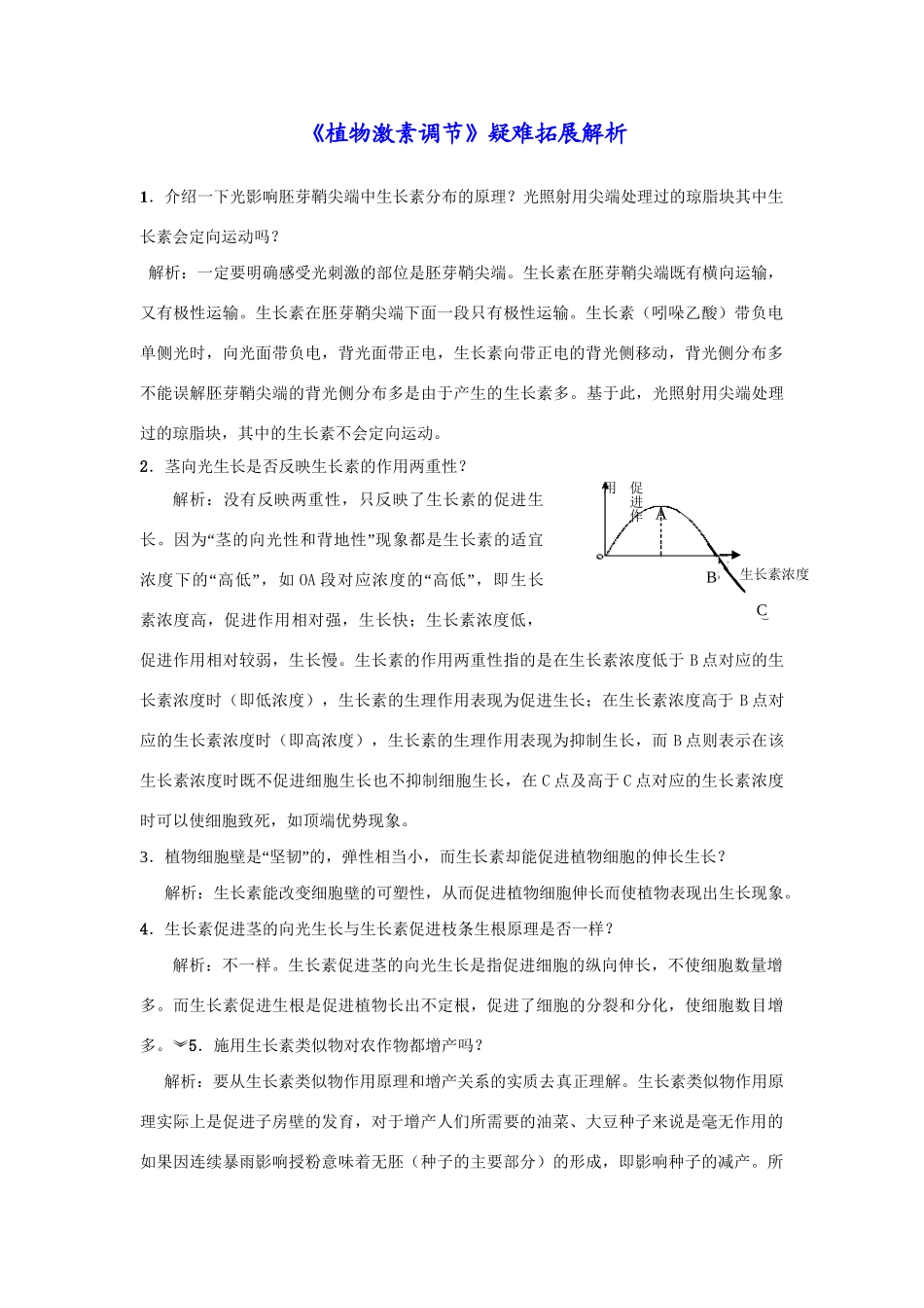 《植物激素调节》重要疑难解析_第1页