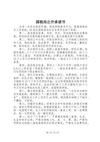 2024年国税局公开承诺书