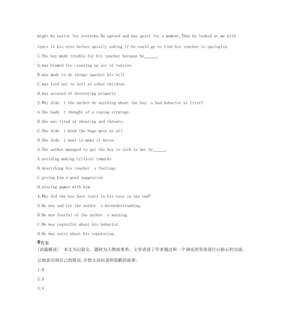 （湖北专用）高考英语一轮复习 专题十四 细节理解_第2页