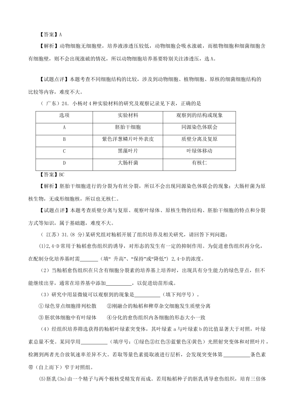 高考生物真题按知识点分类汇编 多种多样的细胞+细胞学说的建立_第2页