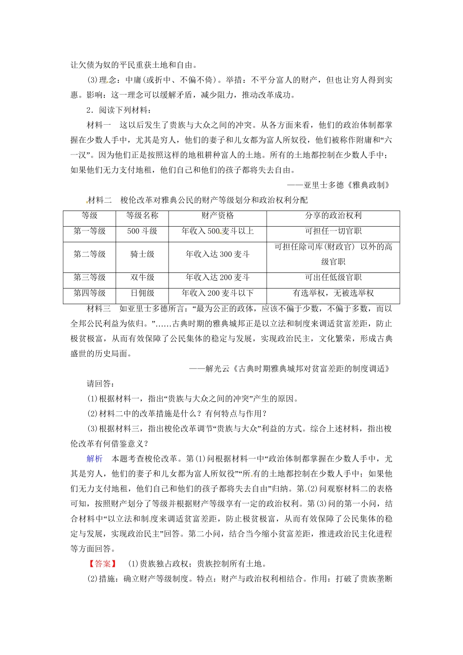 高考历史一轮复习 专题26 梭伦改革、商鞅变法巩固提升（含解析） 人民_第2页