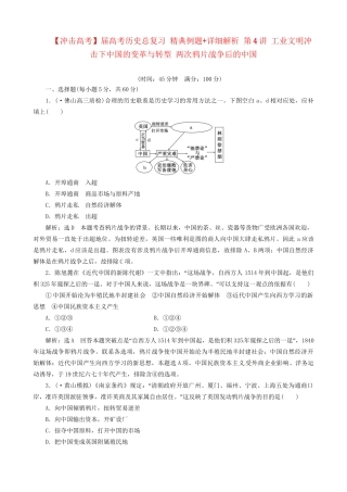 高考历史总复习 精典例题+详细解析 第4讲 工业文明冲击下中国的变革与转型 两次鸦片战争后的中国