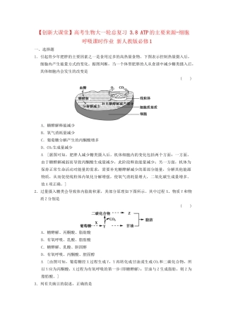 高考生物大一轮总复习 3.8 ATP的主要来源-细胞呼吸课时作业 新人教必修1