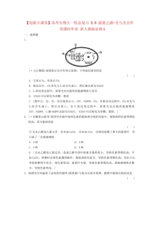 高考生物大一轮总复习 3.9 能量之源-光与光合作用课时作业 新人教必修1