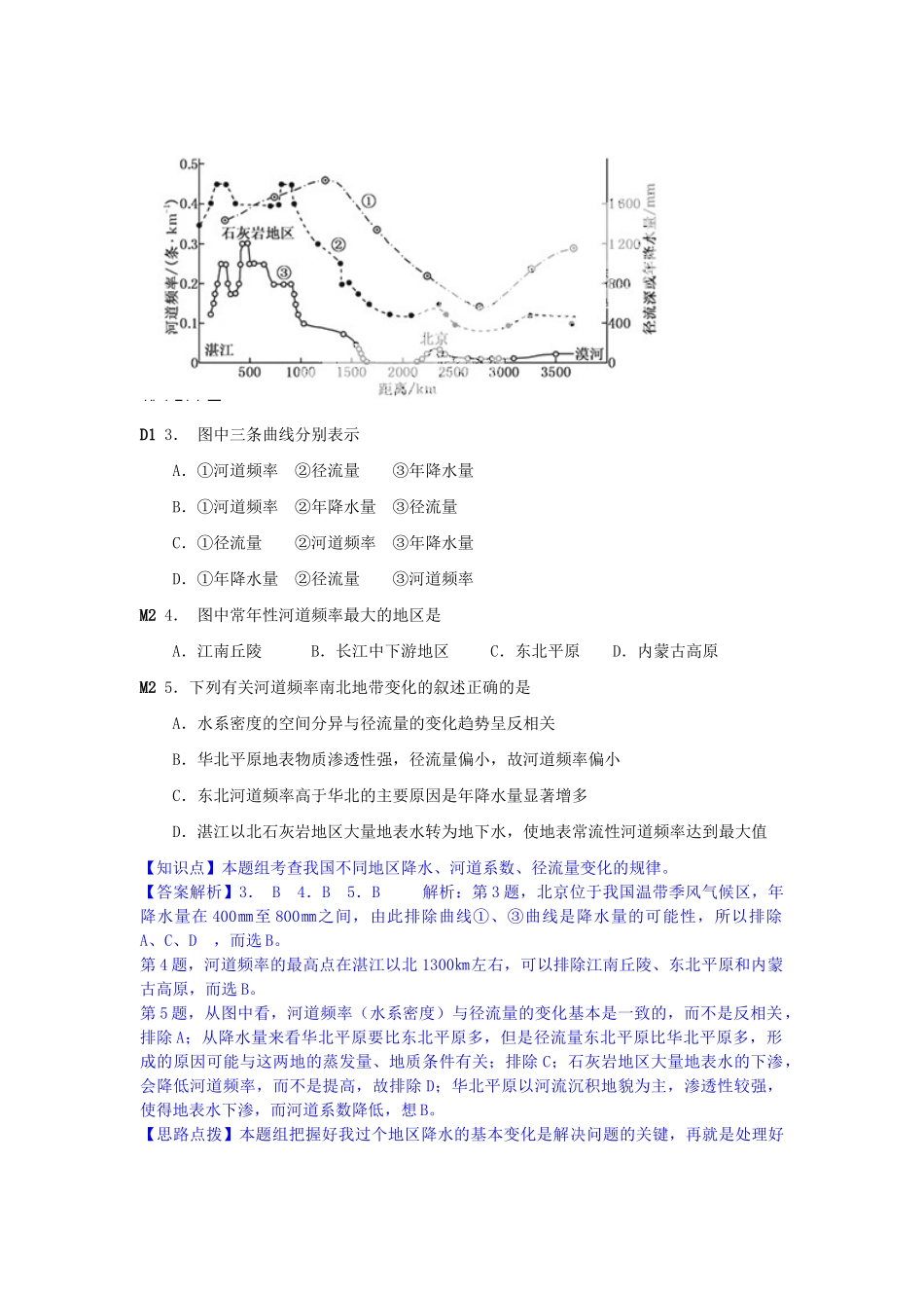 高考地理分类汇编 D单元 地球上的水_第3页