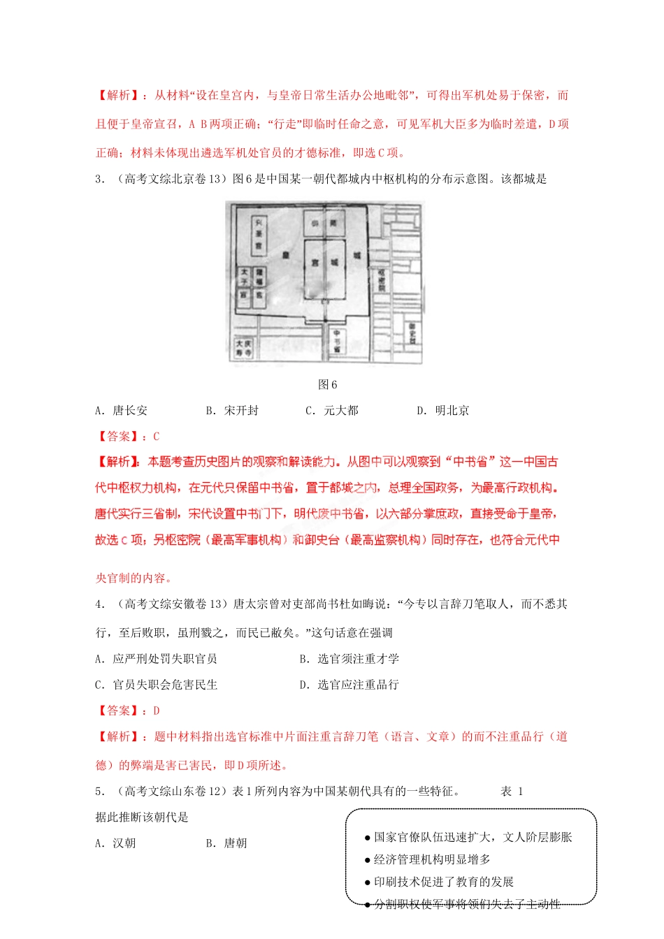 高考历史 系列专题01 古代中国政治制度_第2页