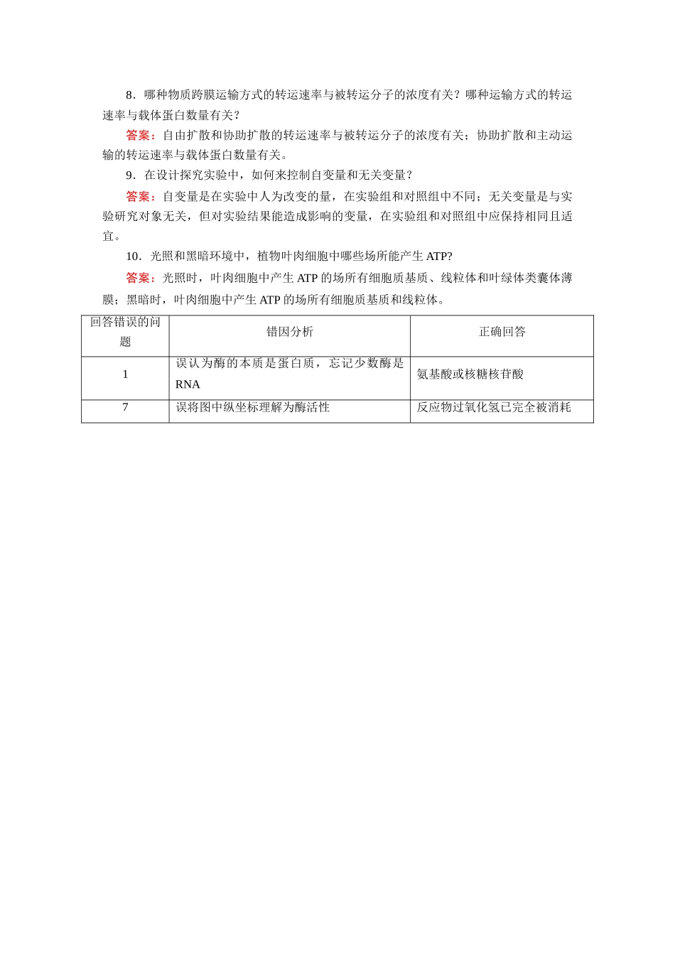 高考生物 回扣专练系列 回扣练2 物质的输入、输出和酶、ATP_第3页